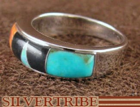 Sterling Silver Multicolor And Turquoise Ring Size 5-3/4 RS37418